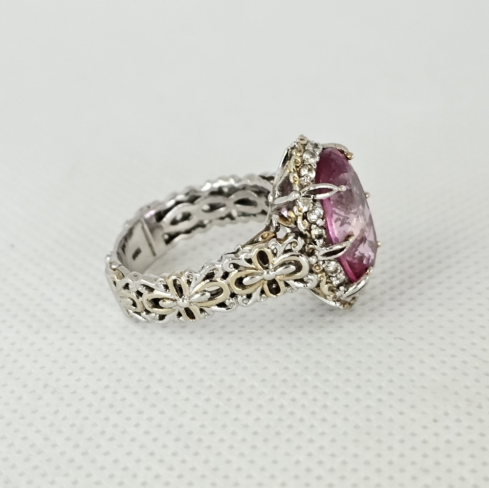 Natural Pink Topaz in Palladium Sterling Silver & Vermeil Ring Sz 6! - Picture 4 of 11
